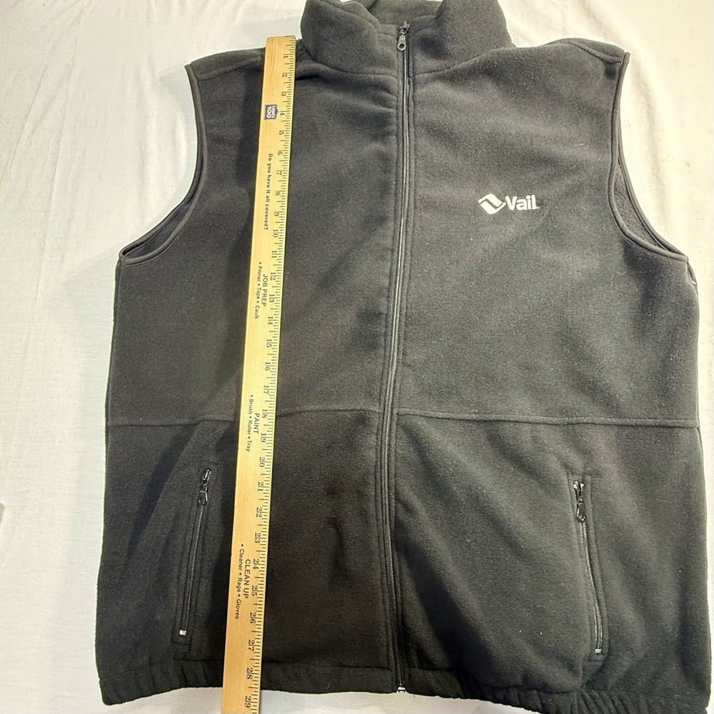 Vail‎ Colorado Ski Resort Black Fleece Zip-Up Vest Men's 2XL Vintage - Picture 4 of 6